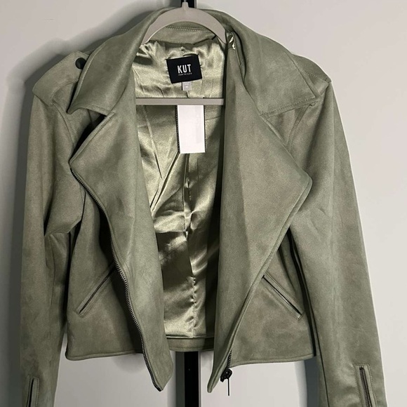 KUT from the Kloth-Jackie Moto Jacket-size Medium-Celery-NWT-retails $129 - Picture 6 of 10